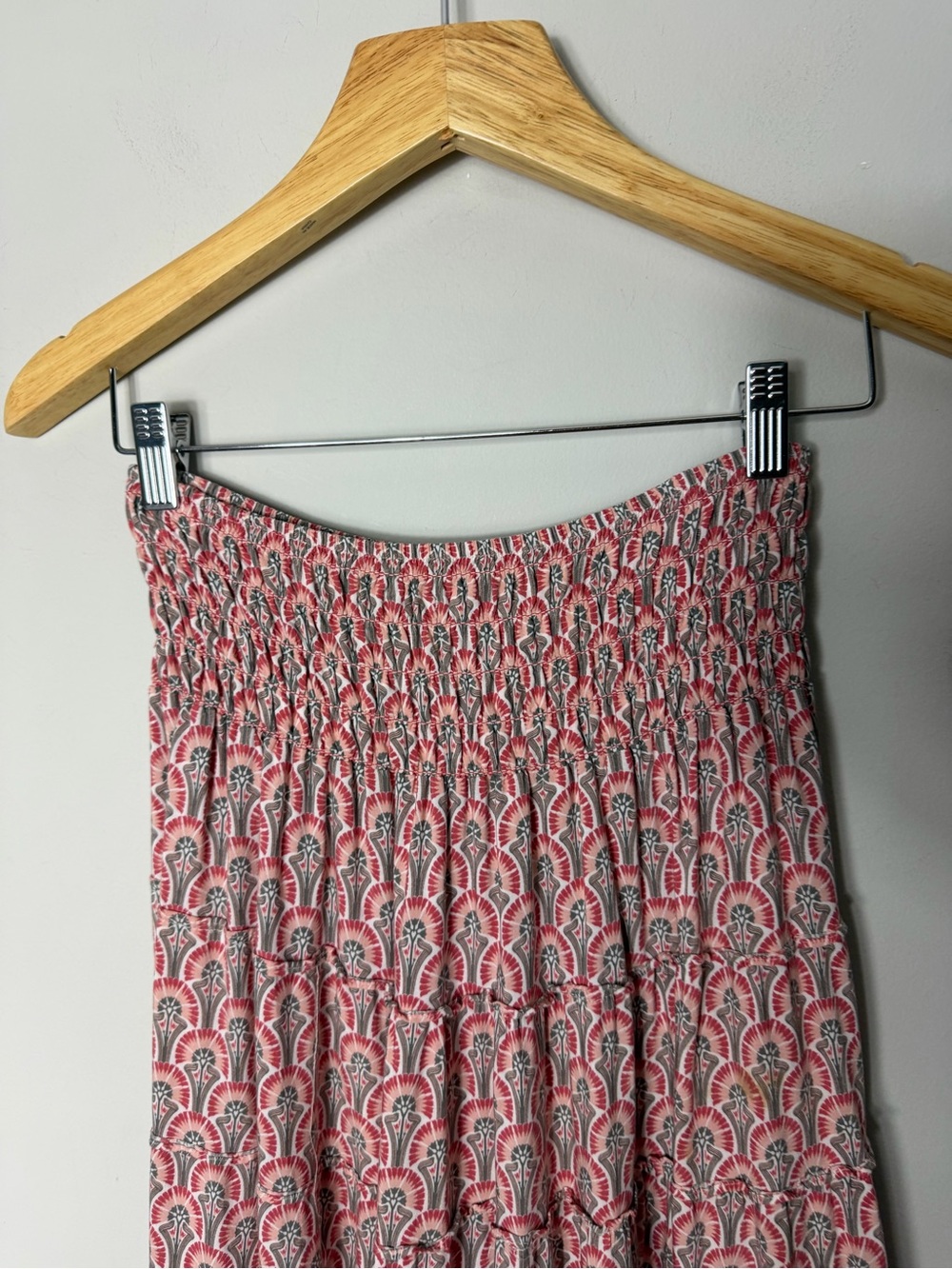 Max Studio Rayon Printed Maxi Skirt Smocked Elastic Waistband Size Small 730 - Picture 5 of 7